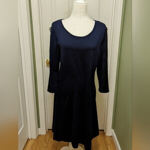 Nine West Elegant Navy Long Sleeve Dress